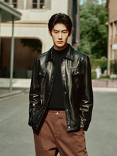 Men's Waxed Slim-Fit Leather Jacket